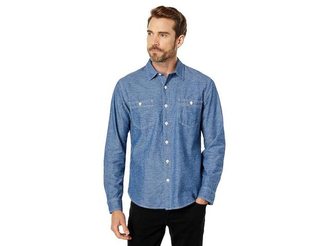 Lucky Brand Chambray Workwear Long Sleeve Shirt Indigo) Men's Clothing Product Image