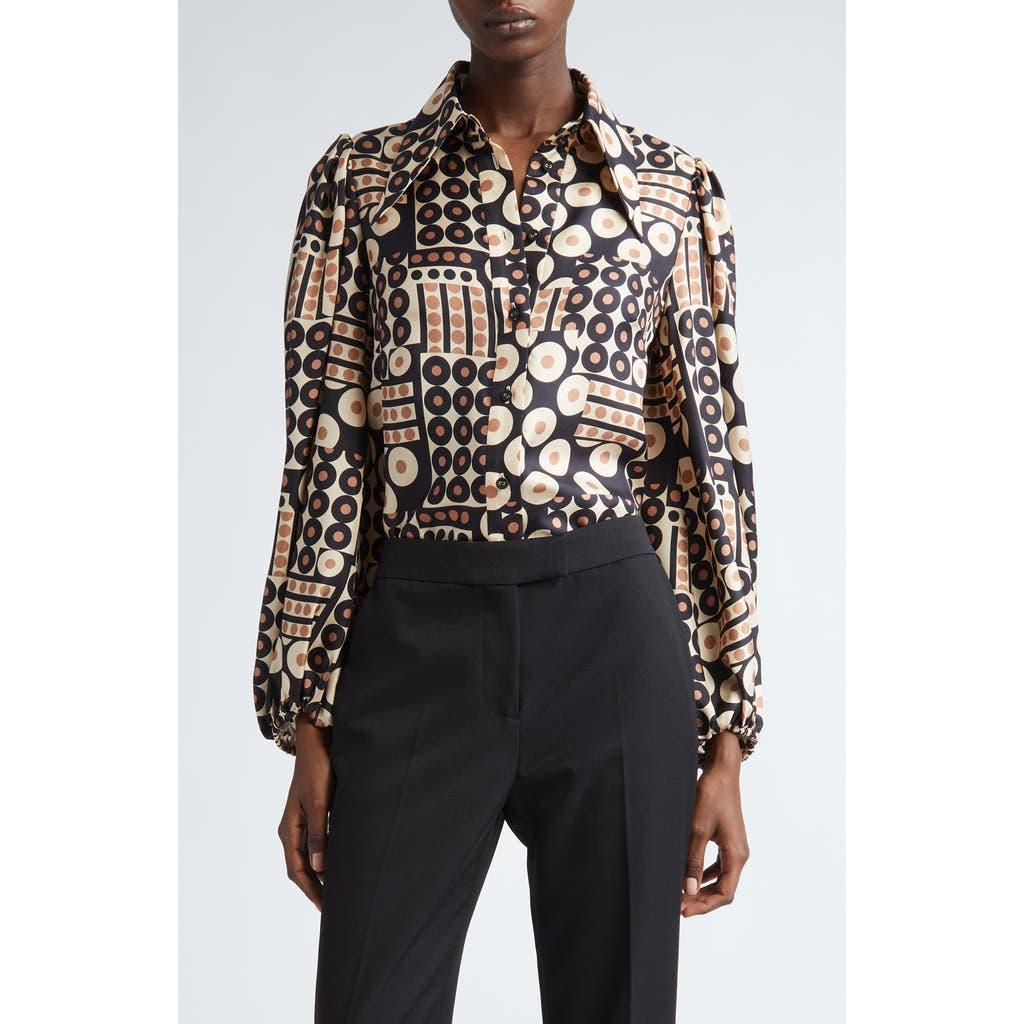 ZIMMERMANN Illustration Geo Print Silk Button-up Shirt In Multi Product Image