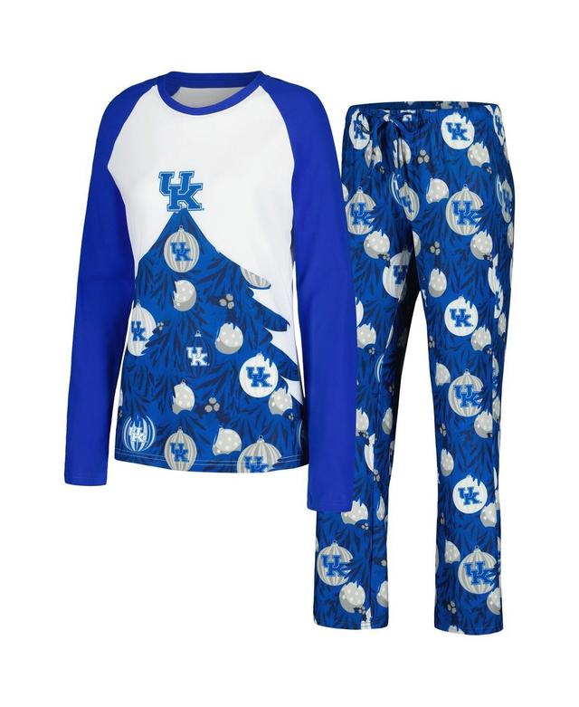 Womens Concepts Sport Royal Kentucky Wildcats Tinsel Ugly Sweater Long Sleeve T-Shirt & Pants Sleep Set Product Image