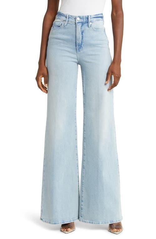 Womens Good Waist Palazzo Jeans | Flat Tummy Tech, Gap-Proof Waistband | Blue, Size 2 | Good American by Khlo Kardashian Product Image