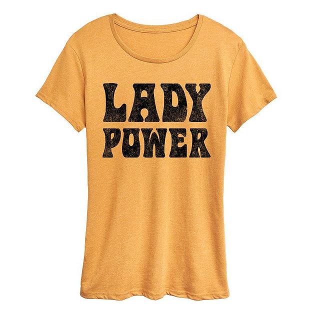 Womens Lady Power Graphic Tee Grey Yellow Product Image