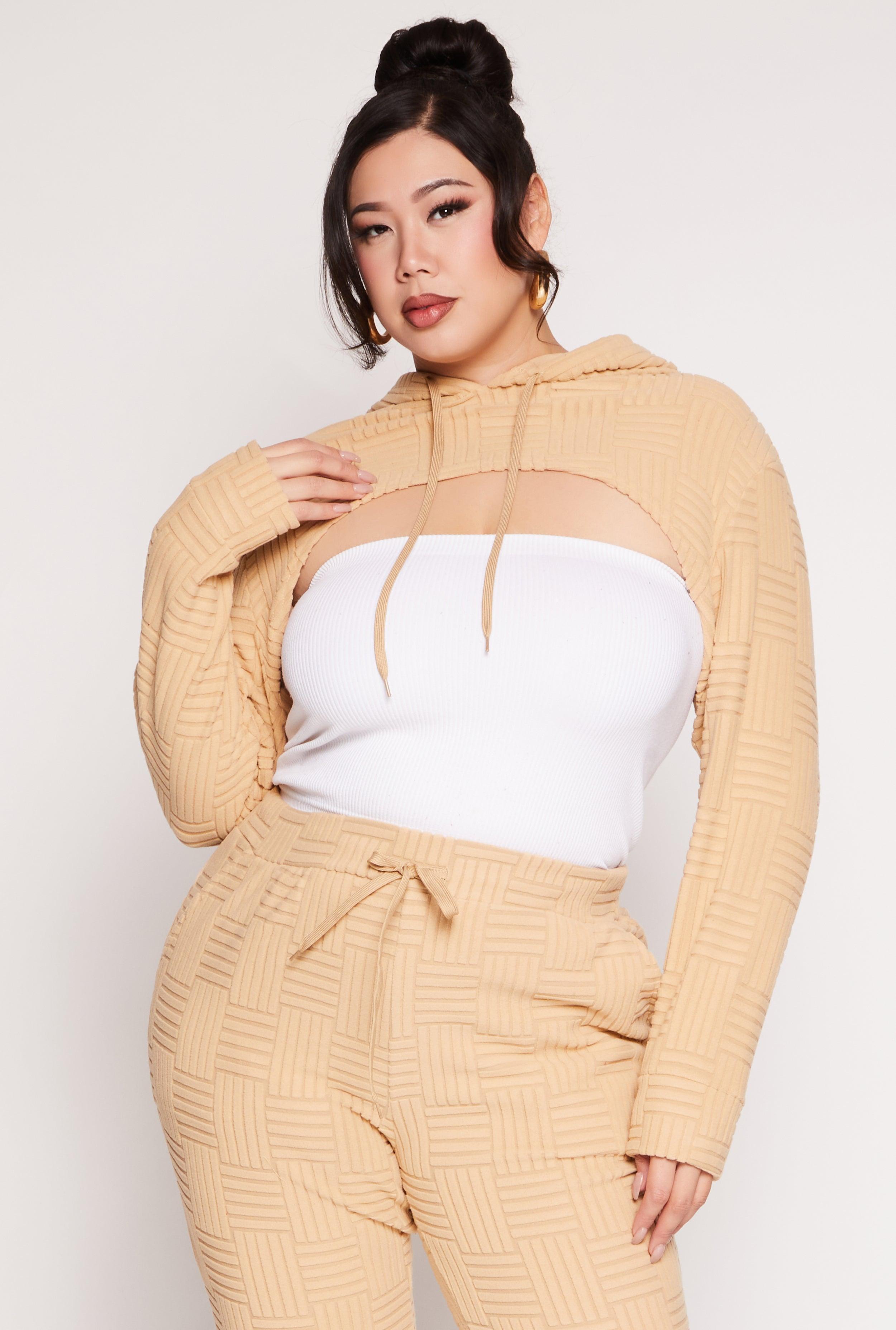 Womens Plus Size Geometric Patterned Shrug Sweatshirt Product Image