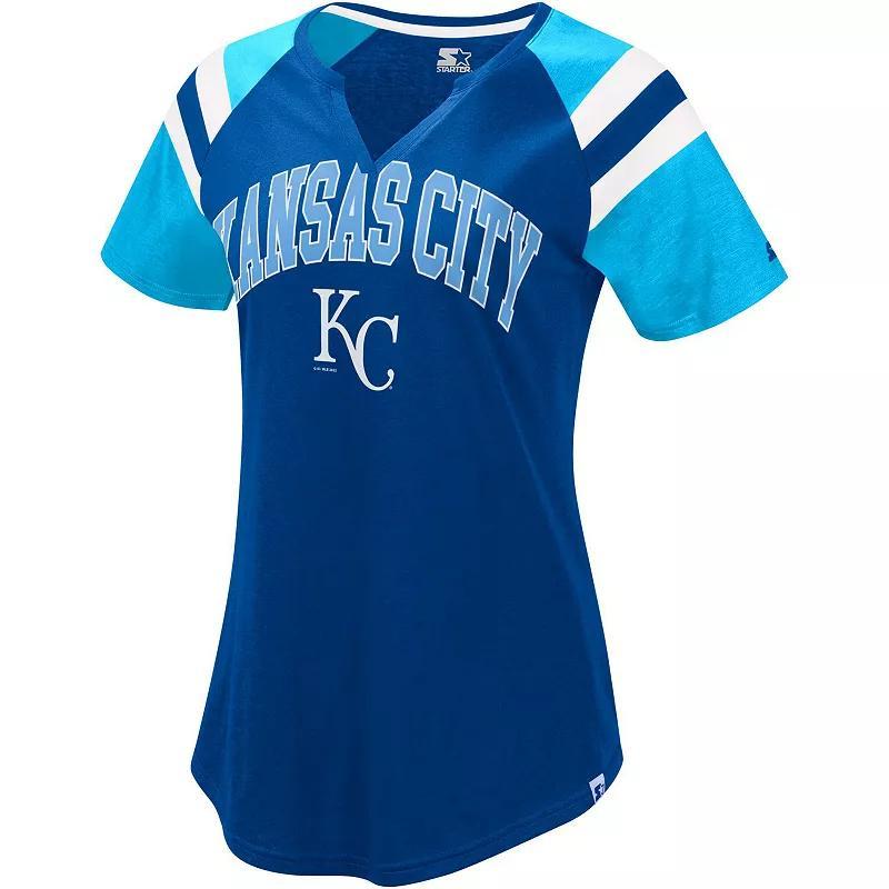 Womens Starter Royal Kansas City Royals Game On Notch Neck Raglan T-Shirt Product Image