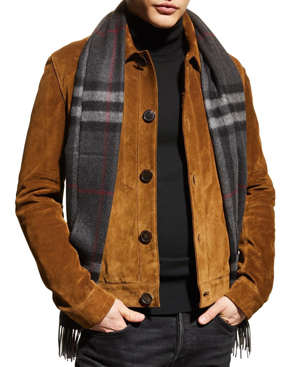 Mens Giant Check Cashmere Scarf Product Image