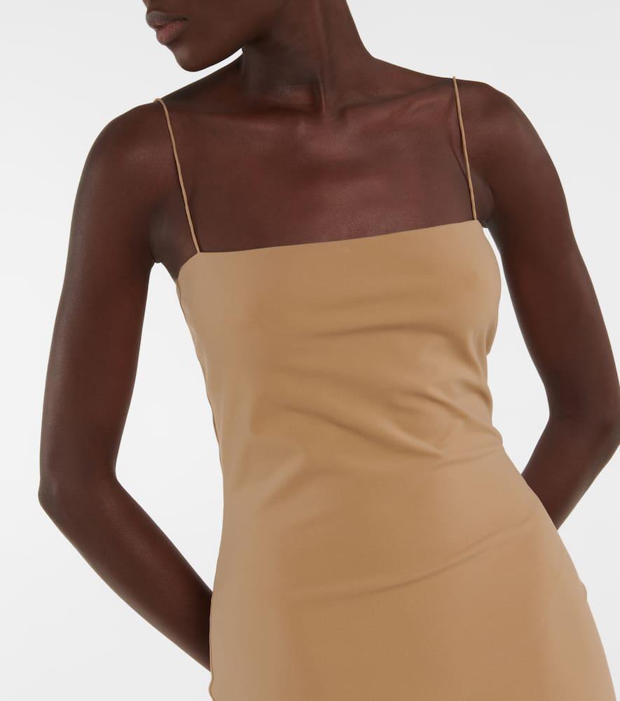 THE ROW Haku Bodycon Jersey Midi Dress In Beige Product Image