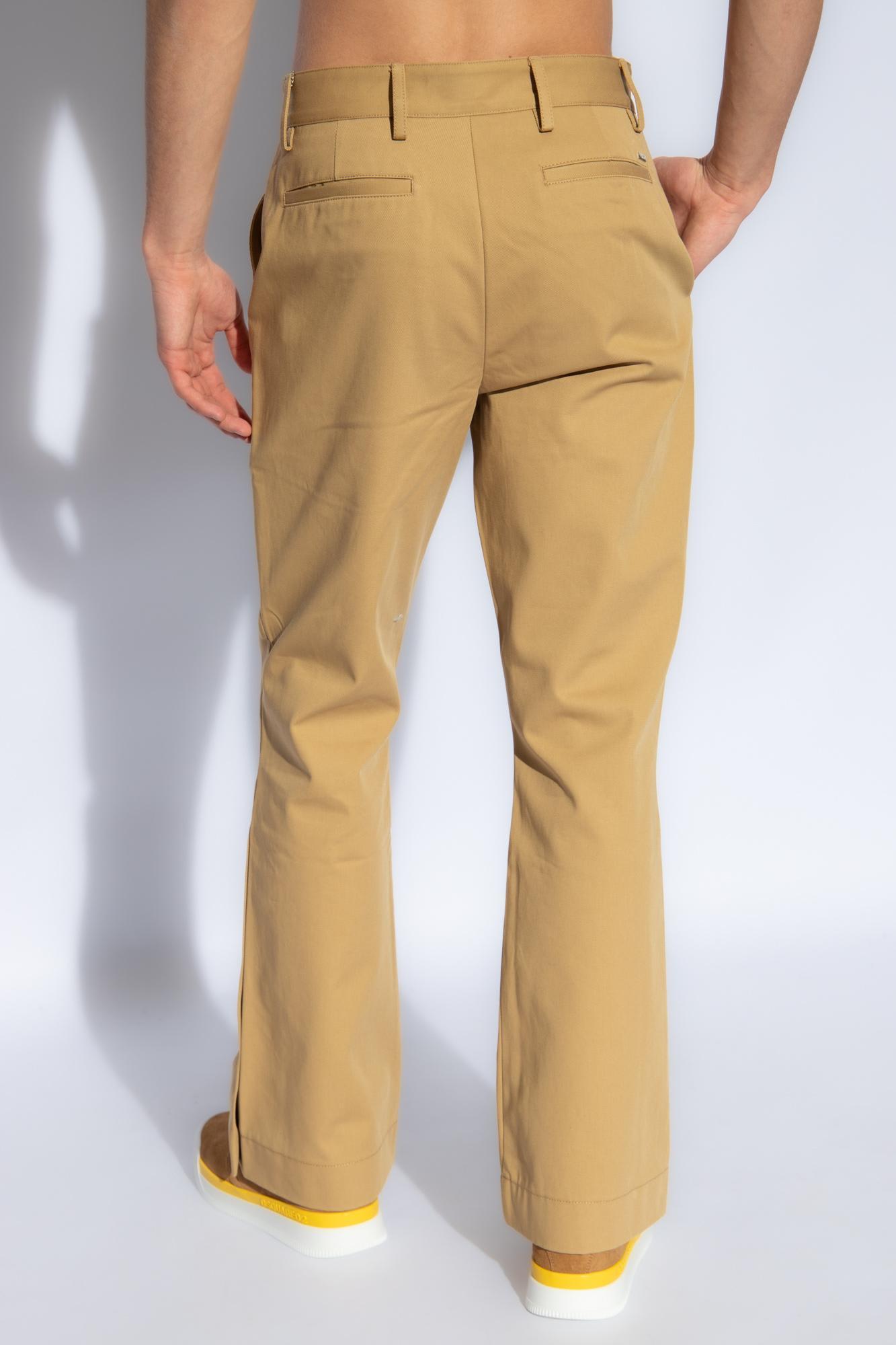 Logo Embroidered Flared Trousers In Beige Product Image