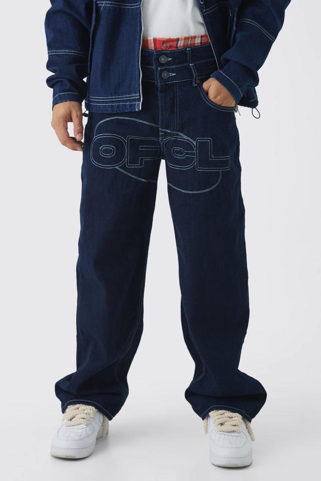 Super Baggy Rigid Boxer Double Waistband Jeans | boohooMAN USA Product Image