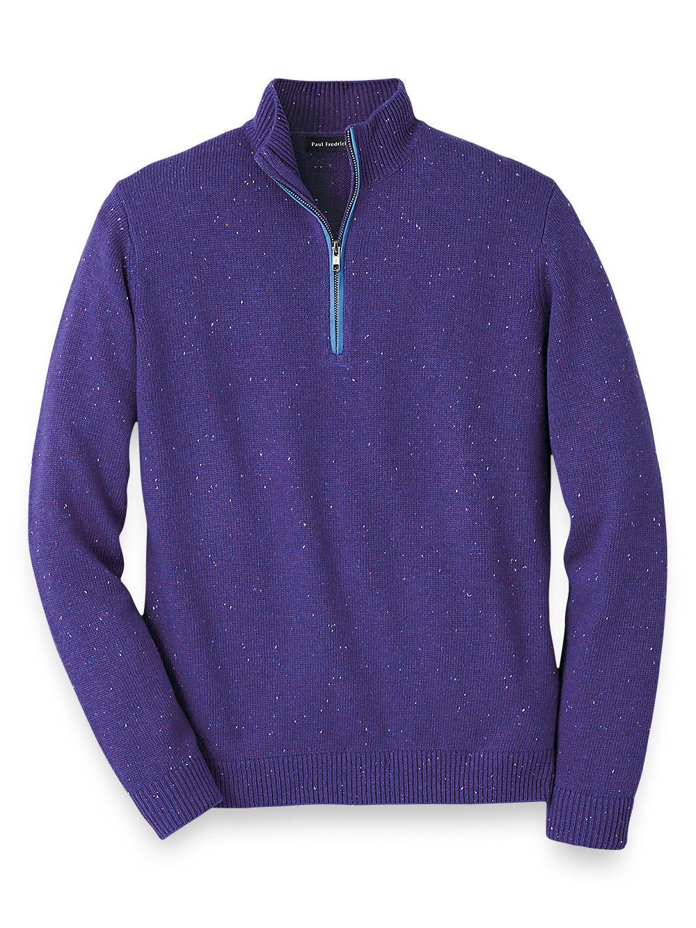 Donegal Zip Mock Neck Sweater - Purple Product Image