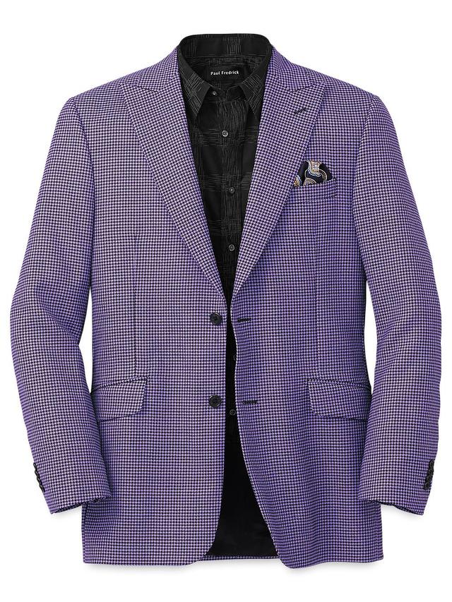 Wool Houndstooth Single Breasted Peak Lapel Sport Coat - Purple Product Image