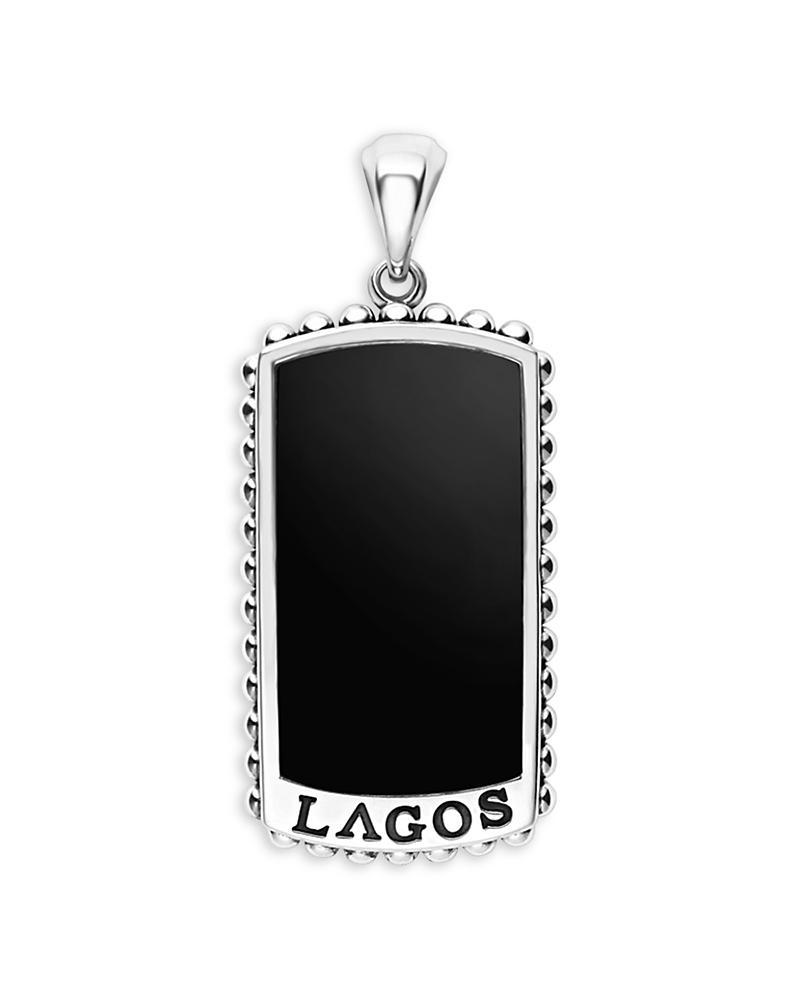 Men's Sterling Silver and Gemstone Anthem Tag Pendant, 40x21mm Product Image