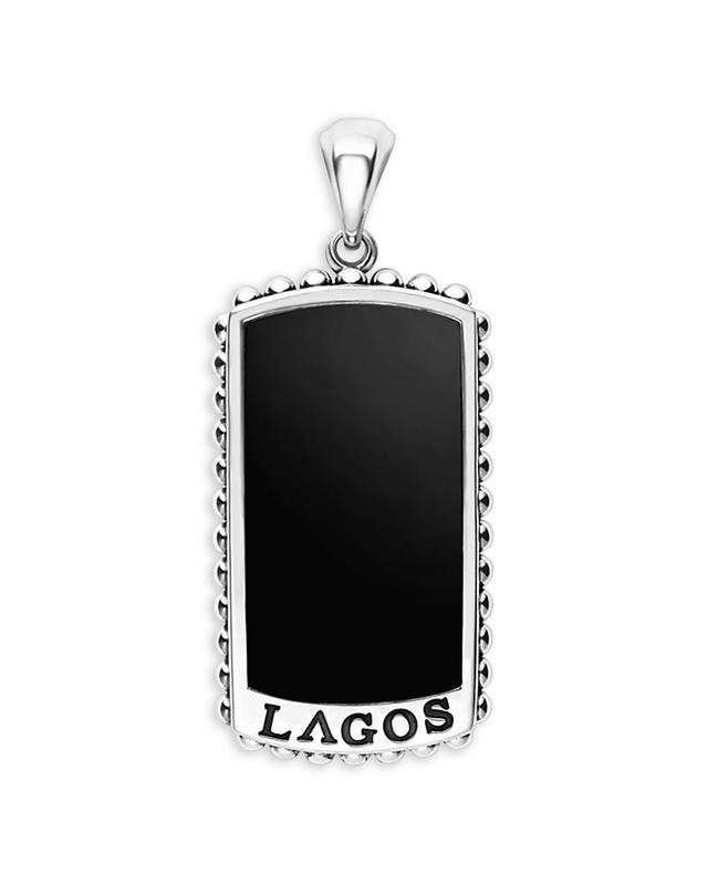 Mens Sterling Silver and Gemstone Anthem Tag Pendant, 40x21mm Product Image