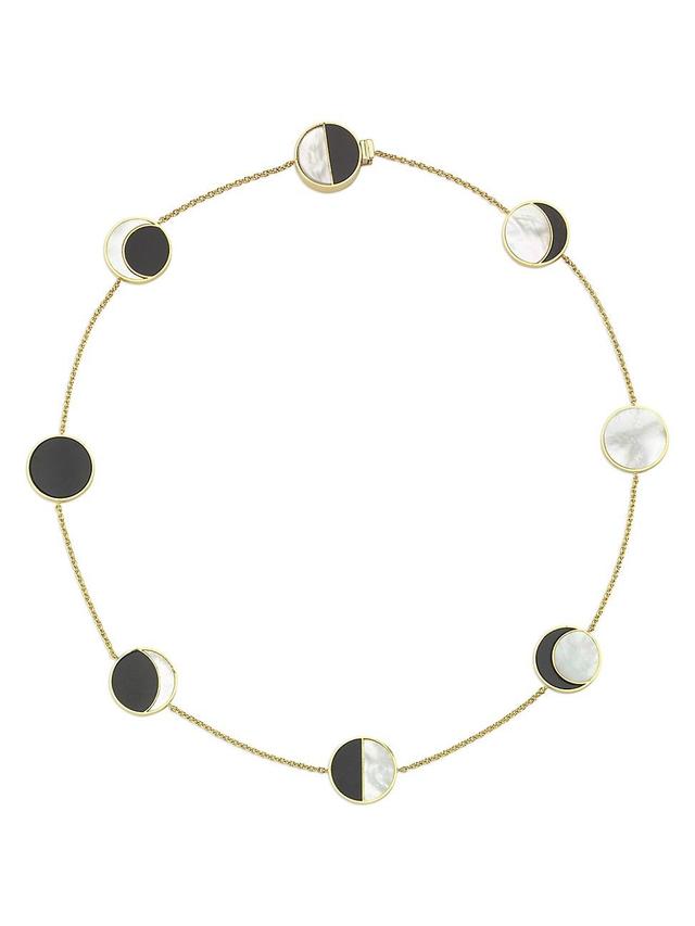 Womens Eclipse 18K Yellow Gold, Onyx, & Mother-Of-Pearl Station Necklace Product Image