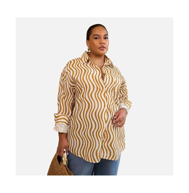 Rebdolls Womens Tori Wavy Stripe Button Up Blouse Product Image