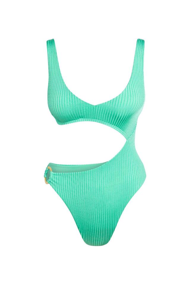 St. Barth's One Piece - Turquoise Wide Rib Product Image