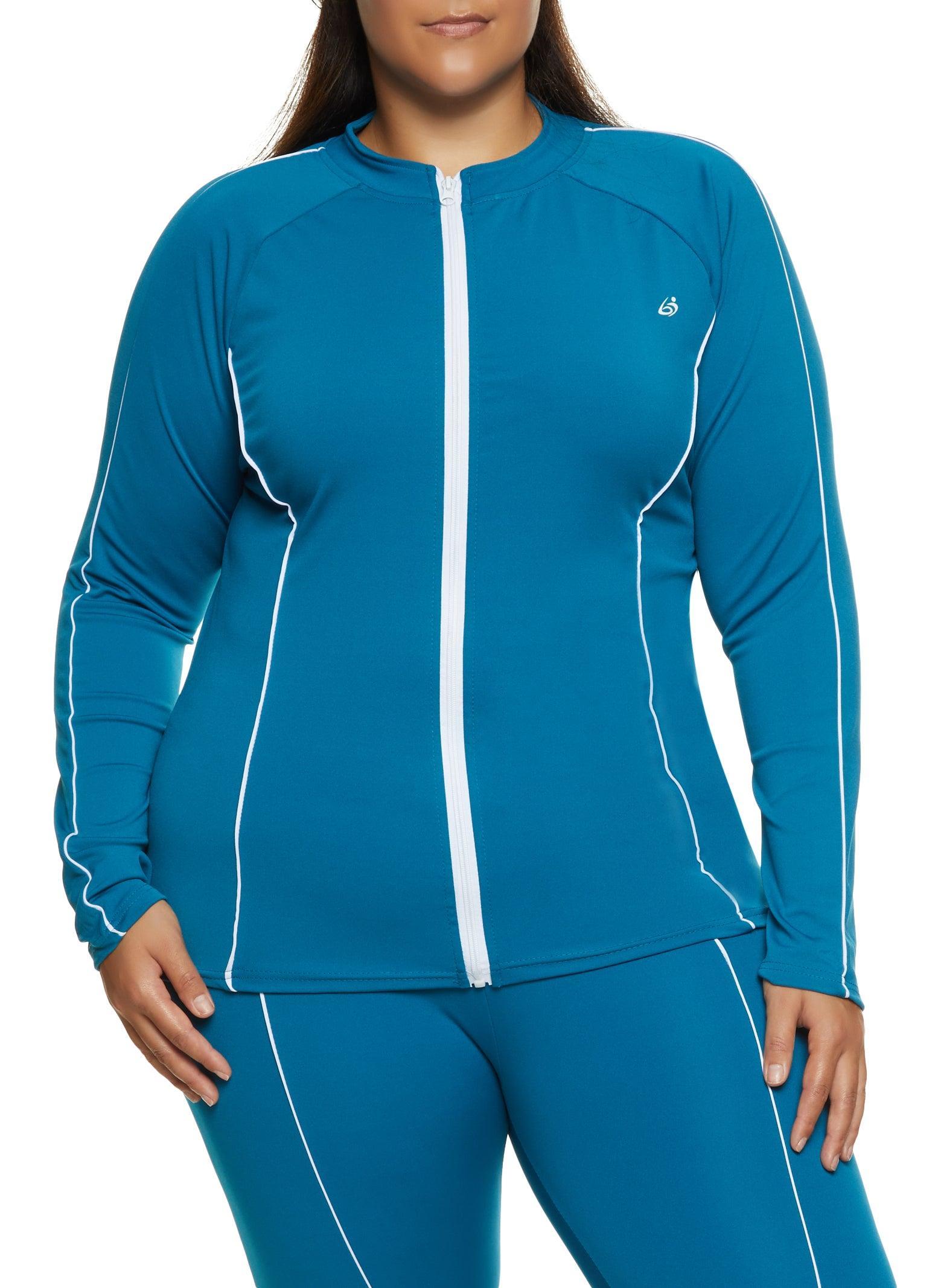 Womens Plus Size Contrast Piping Track Jacket Product Image