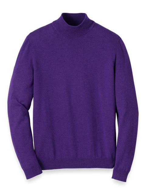 Supima Cotton Mock Neck Sweater - Purple Product Image