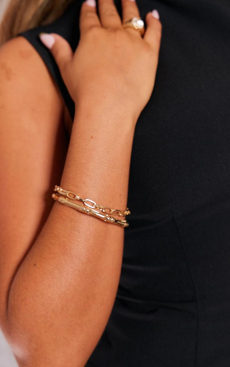 Gold Ridge Layered Chain Multipack Bangle Product Image