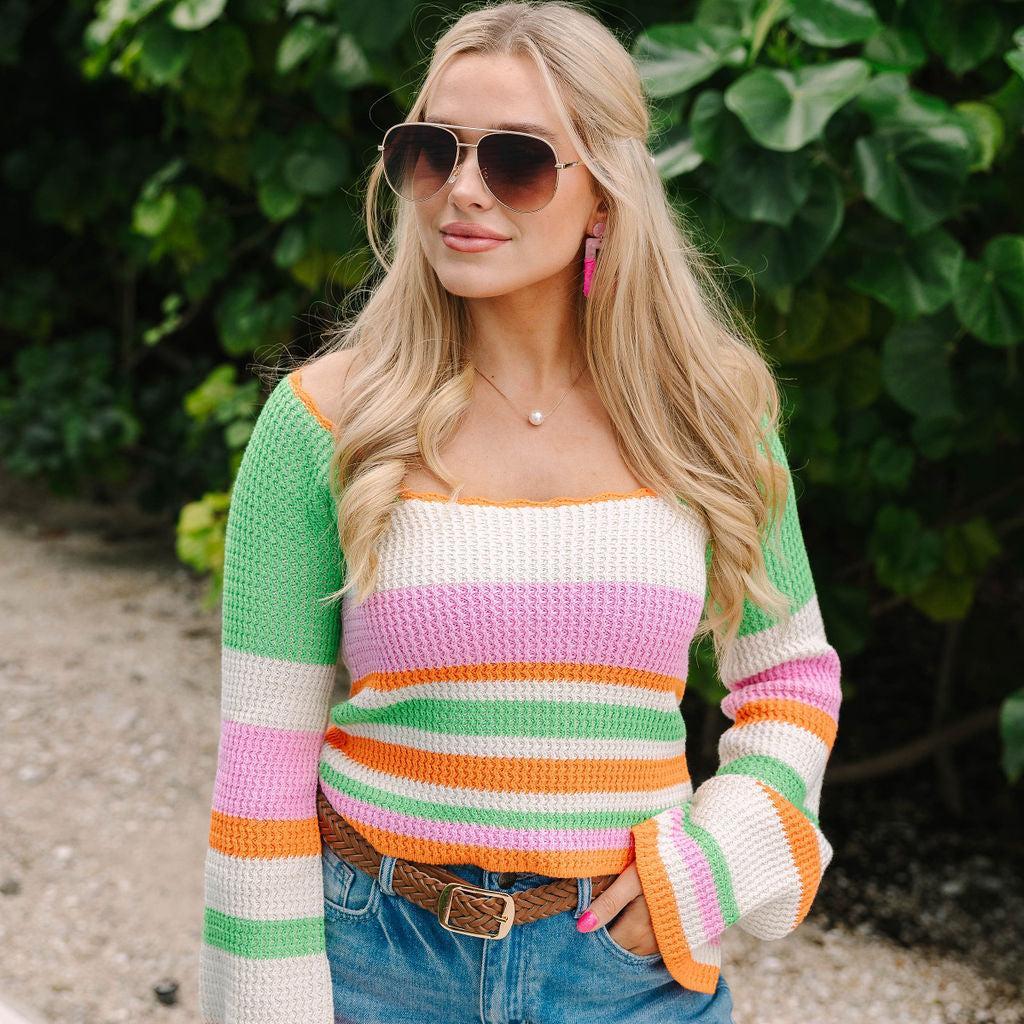 Make It Better Multi Striped Square Neck Sweater product image