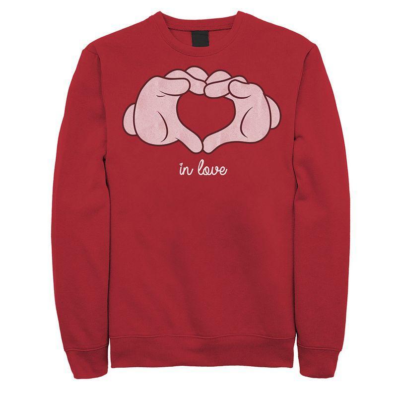 Mens Disney Mickey Mouse Heart Hands In Love Sweatshirt Product Image