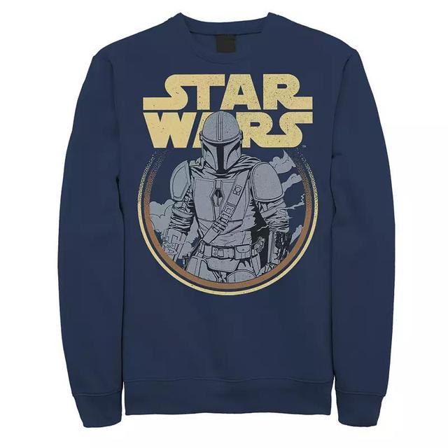 Mens Star Wars The Mandalorian Simple Logo Circle Portrait Sweatshirt Blue Product Image