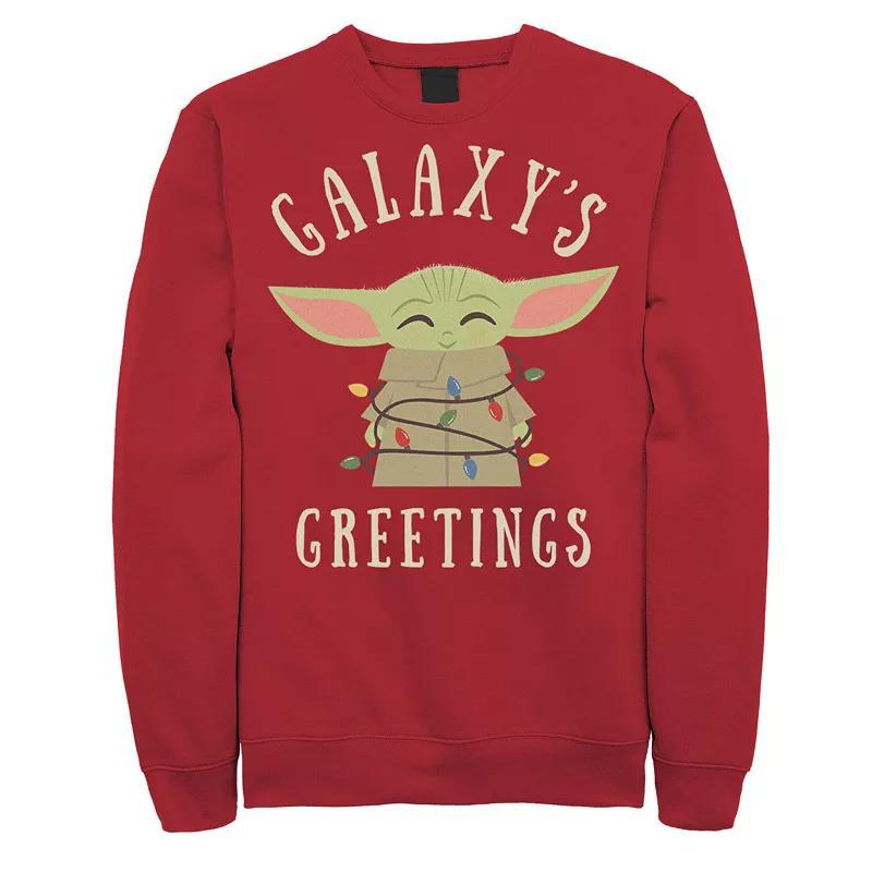 Mens Star Wars The Mandalorian The Child Galaxys Greetings Text Sweatshirt Product Image