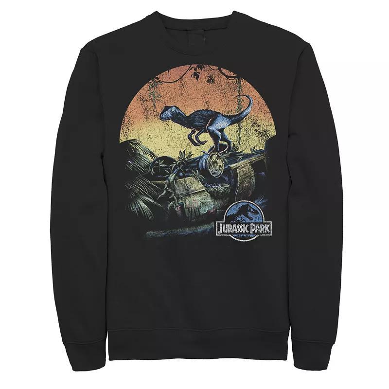 Mens Jurassic World Retro Raptor Sunset in Jungle Sweatshirt Product Image