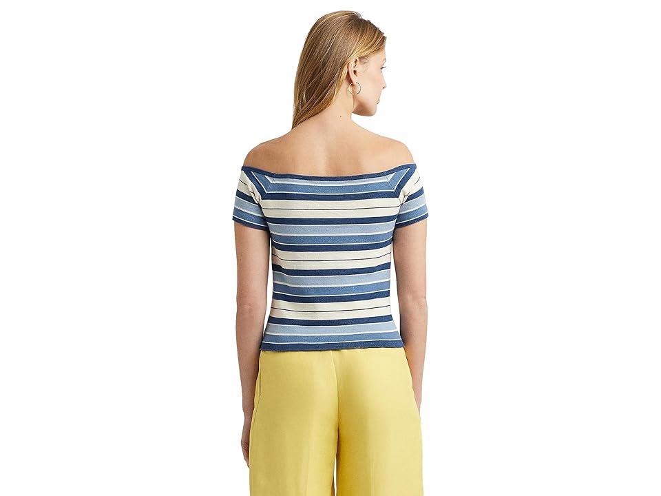 Lauren Ralph Lauren Striped Off-the-Shoulder Sweater Women's Clothing Product Image