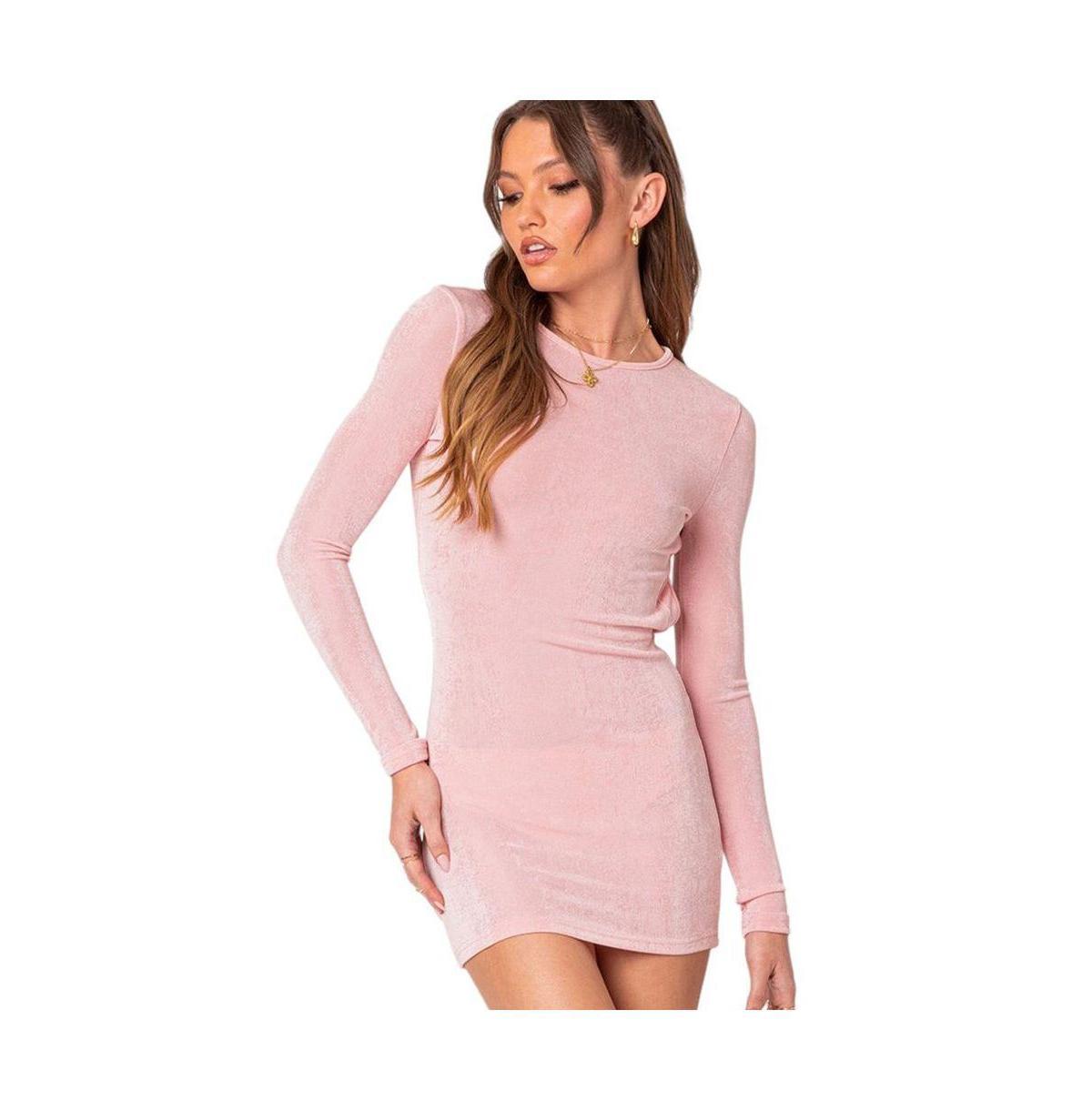 EDIKTED Alaric Open Back Long Sleeve Minidress Product Image