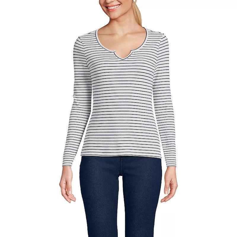 Womens Lands End Waffle Notch Neck Top product image