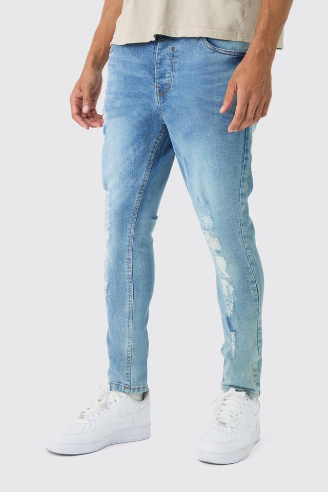 Skinny Fit Distressed Ripped Jeans | boohooMAN USA Product Image