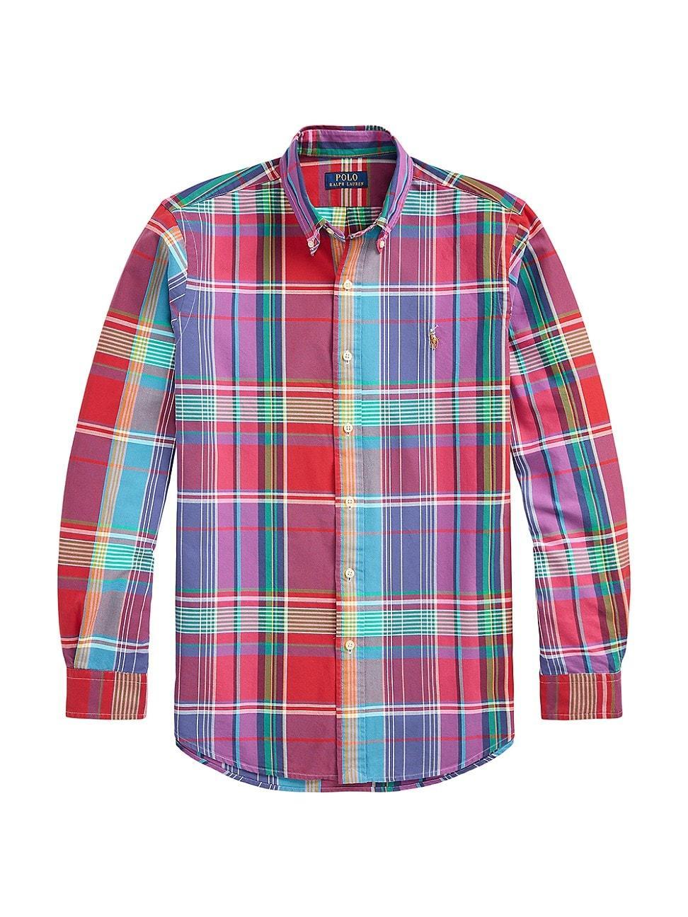 Mens Plaid Cotton Button-Down Oxford Shirt Product Image