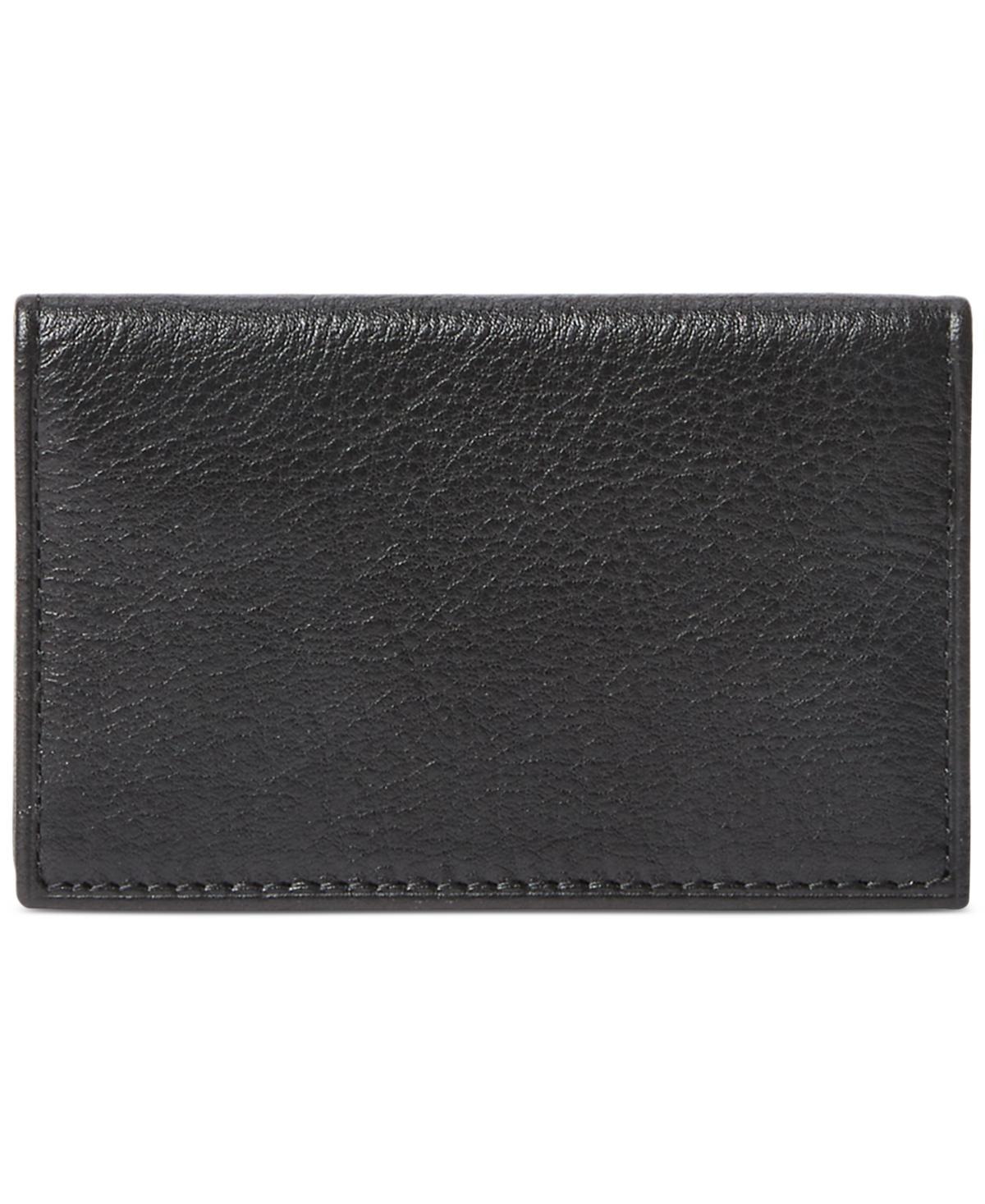 POLO RALPH LAUREN Pebbled Leather Card Wallet In Black Product Image