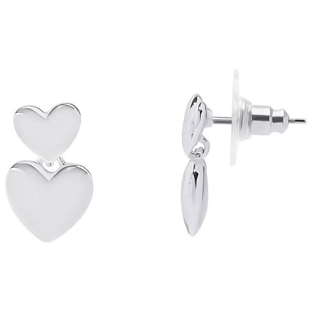 LC Lauren Conrad Double Heart Mini Drop Earrings, Womens, Silver Product Image