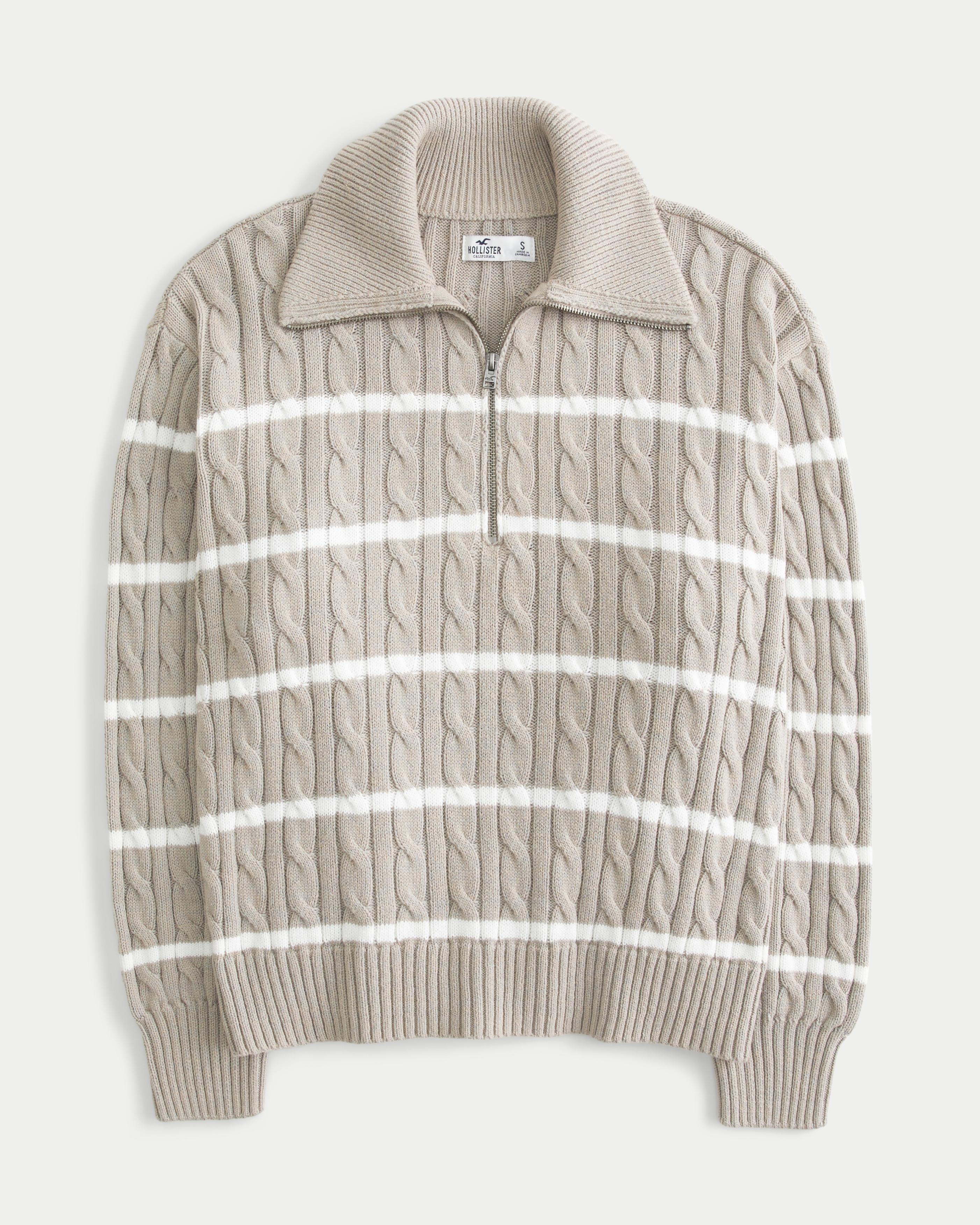 Oversized Cable-Knit Half-Zip Sweater product image