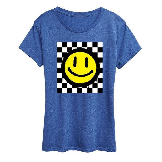 Womens Checkerboard Retro Smile Graphic Tee Product Image