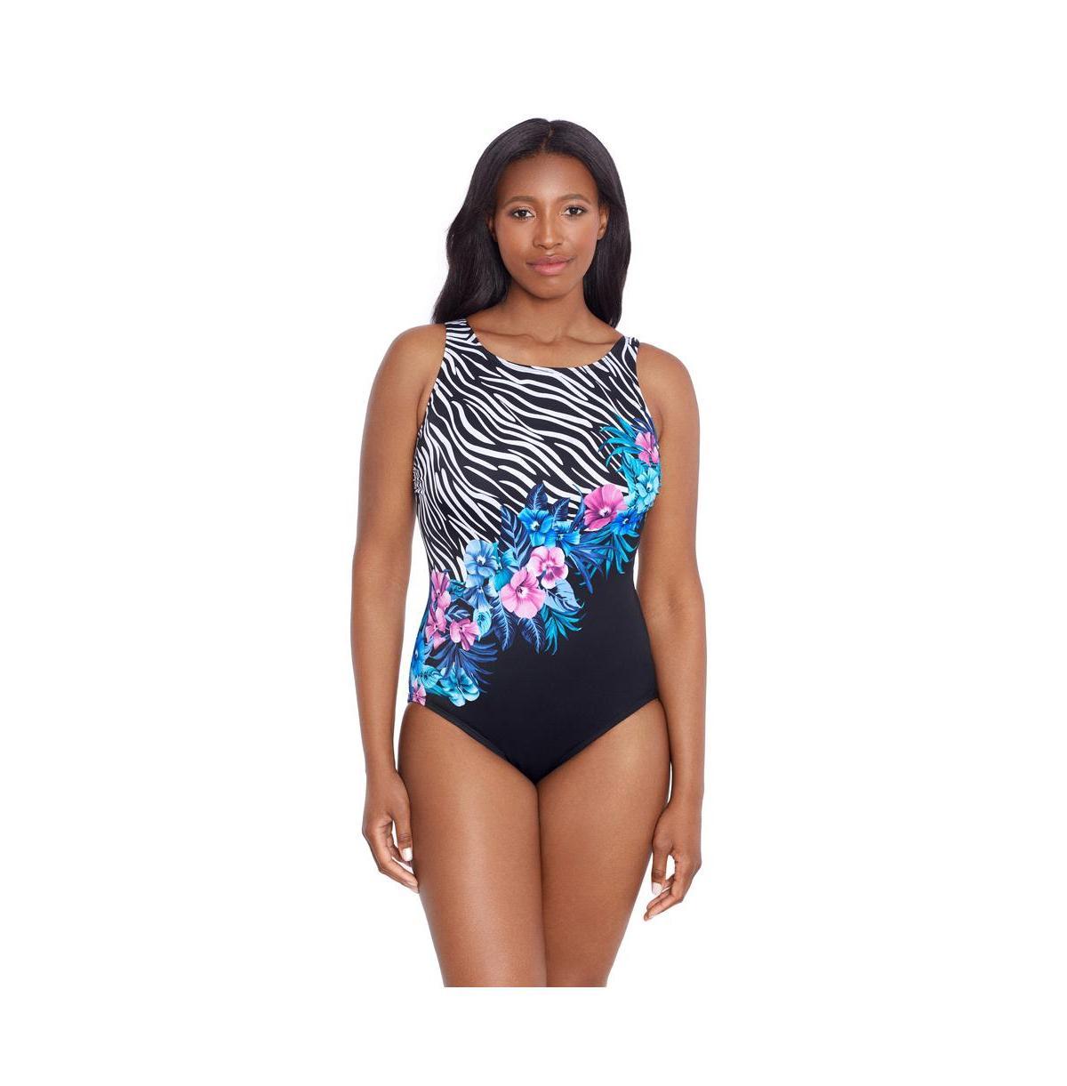 Longitude Womens Panel Scoopback Highneck One-Piece Swimsuit Product Image