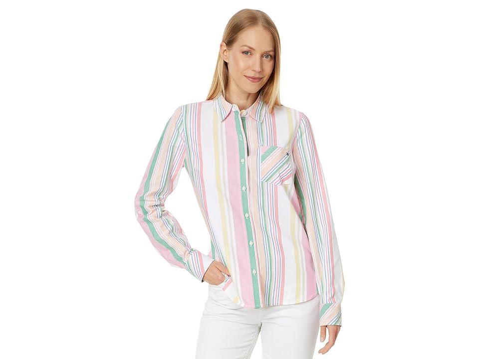 Tommy Hilfiger Stripe Roll Tab (Peony ) Women's Clothing Product Image