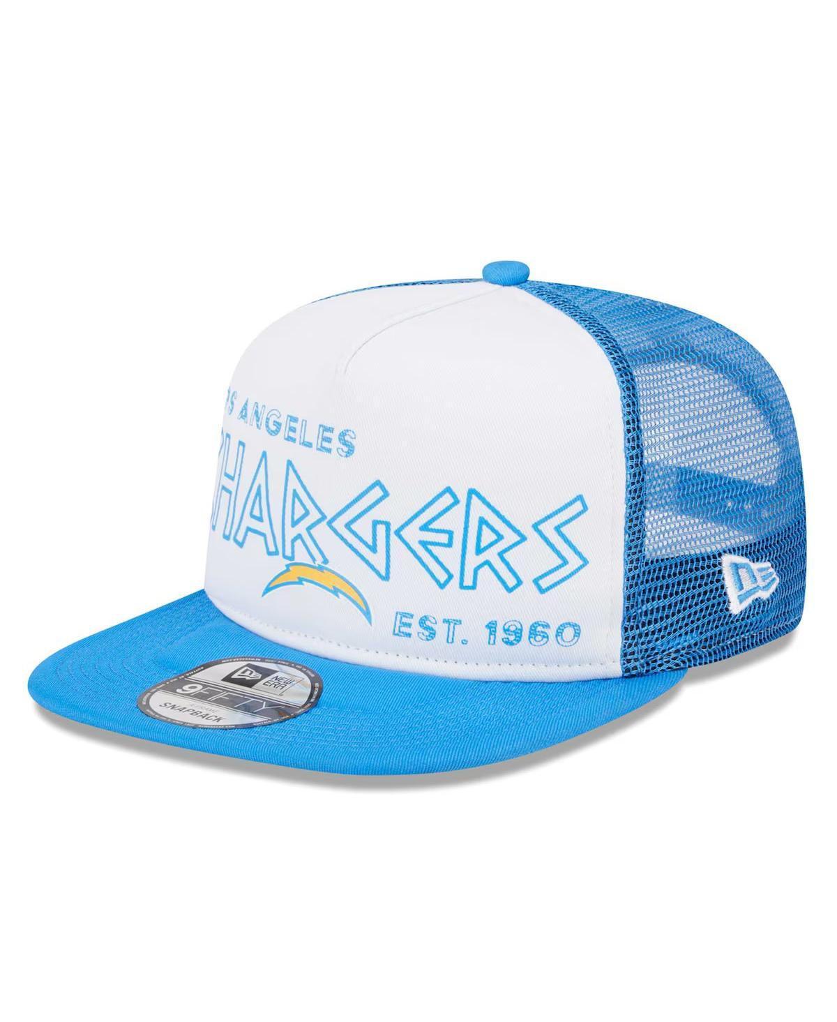 Mens New Era /Powder Blue Los Angeles Chargers Banger 9FIFTY Trucker Snapback Hat Product Image