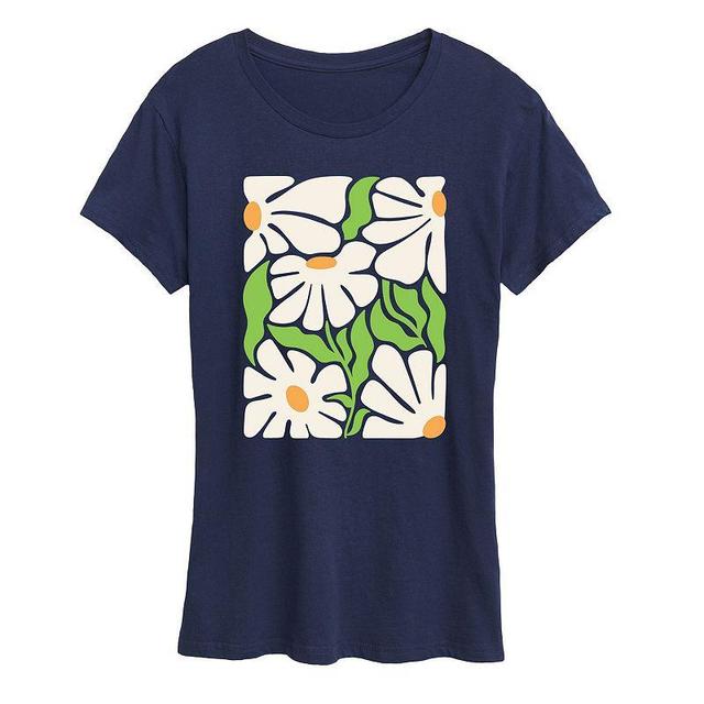 Womens Deco Flowers Graphic Tee Blue Product Image