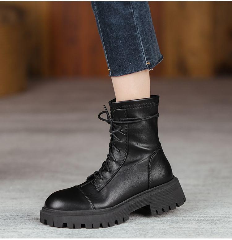 Lace-Up Platform Chunky Heel Mid-Calf Boots Product Image