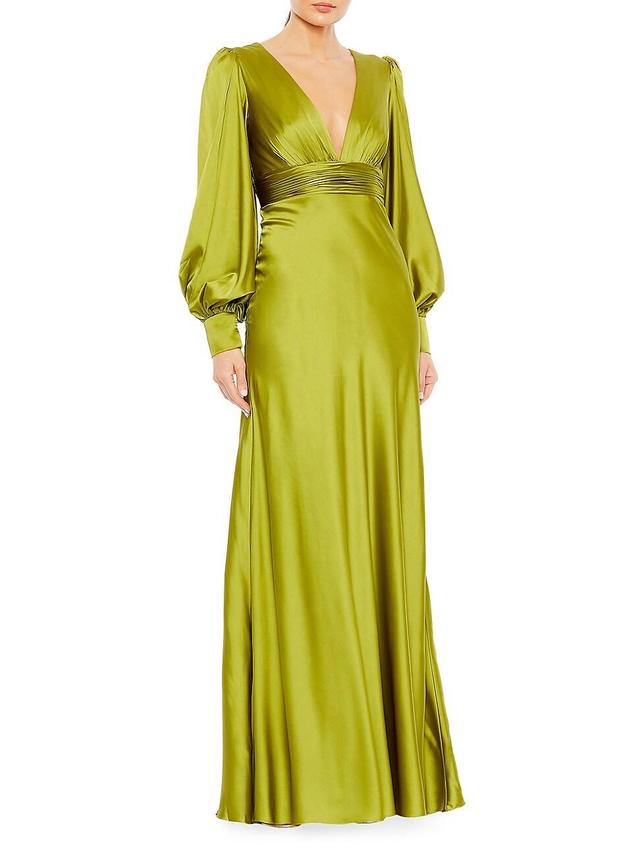 Womens Ieena Satin Bishop-Sleeve Gown Product Image