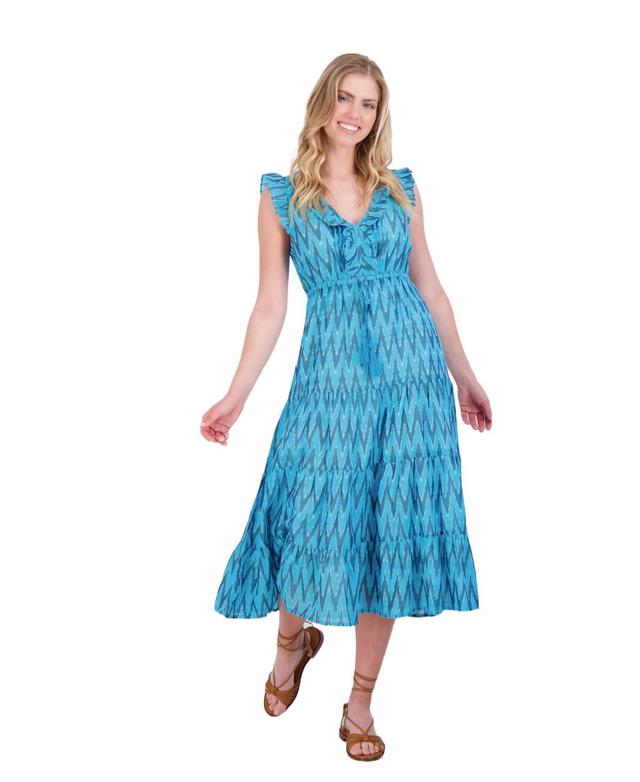 Mer St. Barth Womens Giselle Maxi Dress Turquoise Ikat Product Image