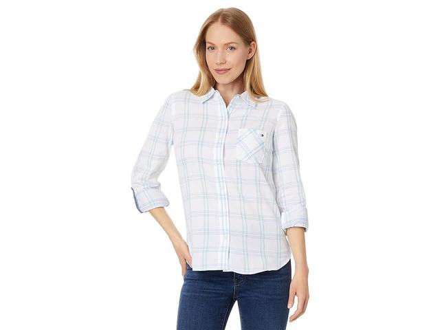 Tommy Hilfiger Pebble Plaid Roll Tab (Bright White Multi) Women's Clothing Product Image