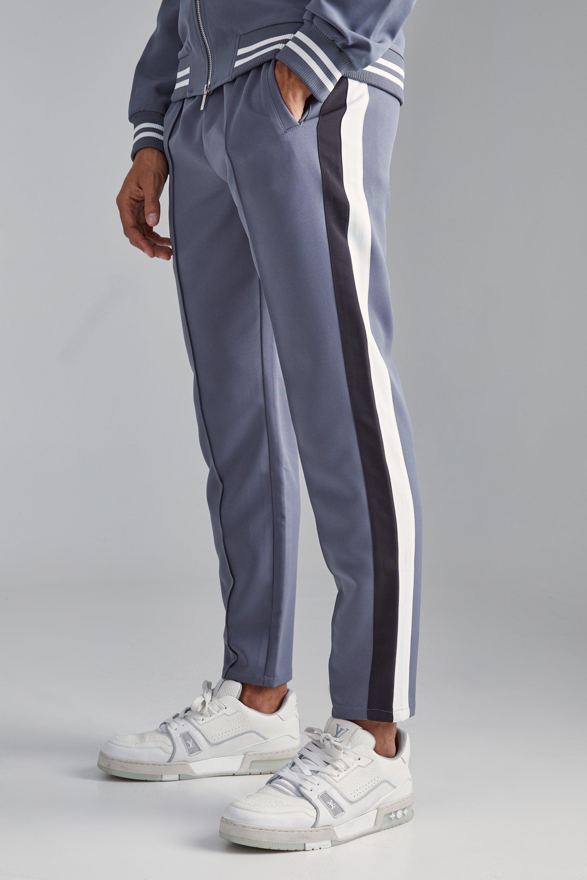 Mens Grey Tailored Varsity Trouser, Grey Product Image