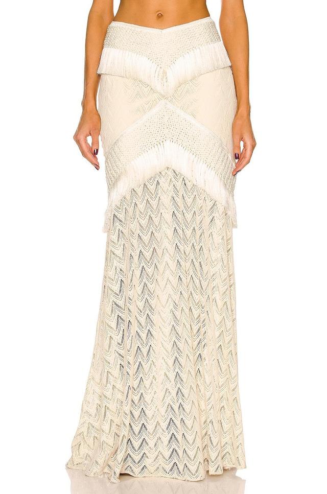 Womens Fringe & Lace Maxi Skirt Product Image