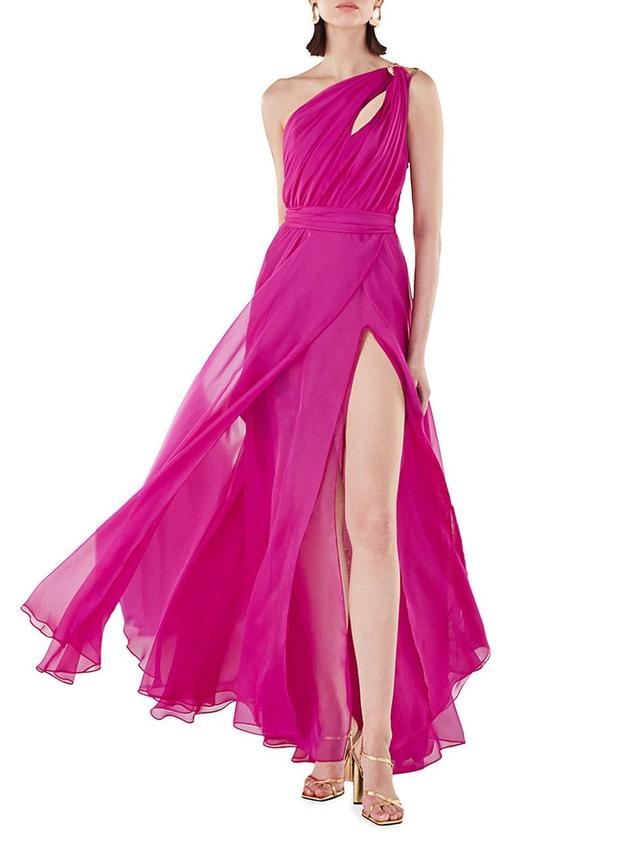 Womens One-Shoulder Chiffon Cut-Out Gown Product Image