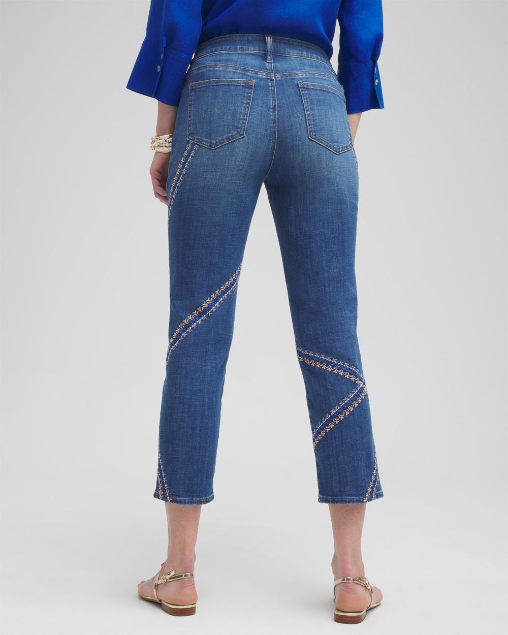 Girlfriend Embroidered Cropped Jeans Product Image