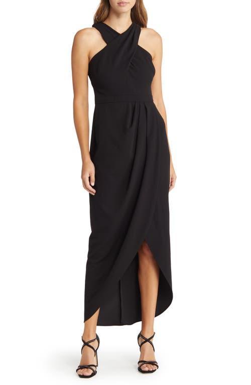 XSCAPE Scuba Crepe Halter Wrap Women's Dress Product Image