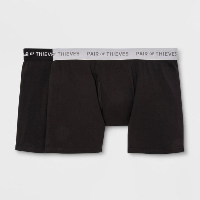 Pair of Thieves Mens Super Soft Boxer Briefs 2pk Black L: Comfortable, Lightweight, Mid Rise, Cotton Blend, Breathable Product Image