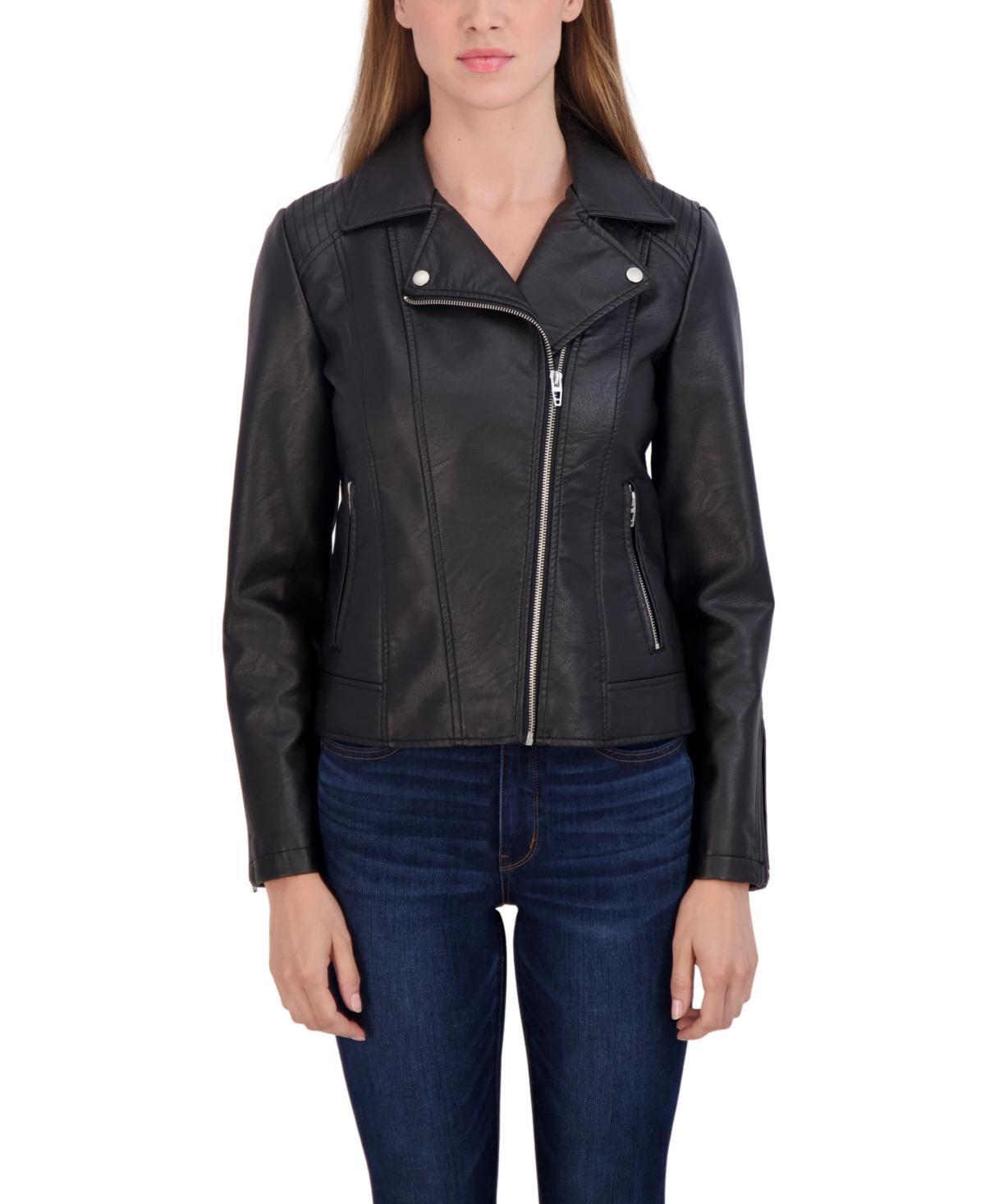 Sebby Collection Womens Faux Leather Biker Jacket Product Image